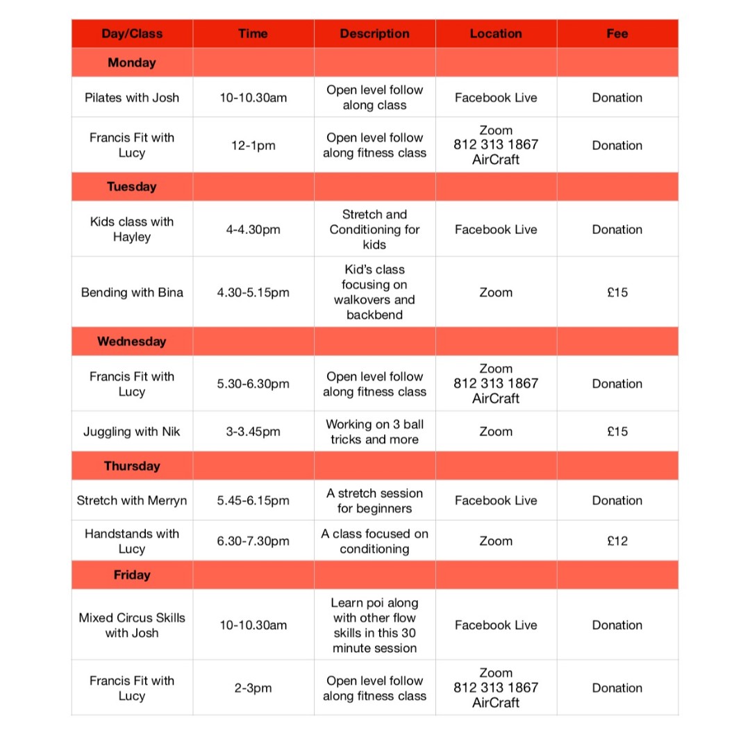 Check out this weeks online timetable!

Book here: aircraftcircus.com/collections/on…