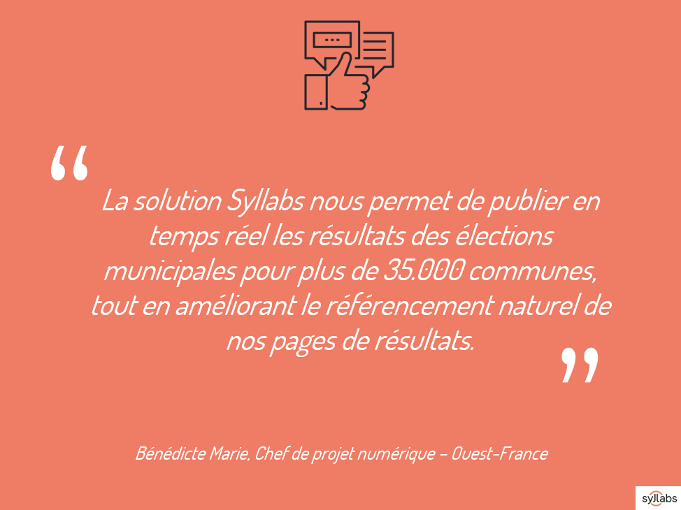 Syllabs (@syllabs) on Twitter photo Hier, Syllabs accompagnait 15 médias, dont <a href="/OuestFrance/">Ouest-France</a> , <a href="/sudouest/">Sud Ouest</a> , <a href="/lanouvellerep_/">La Nouvelle République</a> , <a href="/radiofrance/">Radio France</a> , ou <a href="/actufr/">actu.fr</a> dans la publication des résultats du 2nd tour des #municipales2020.
Plus de 43000 textes ont été générés grâce à nos moteurs de rédaction !
#iA #medias #content Hier, Syllabs accompagnait 15 médias, dont <a href="/OuestFrance/">Ouest-France</a> , <a href="/sudouest/">Sud Ouest</a> , <a href="/lanouvellerep_/">La Nouvelle République</a> , <a href="/radiofrance/">Radio France</a> , ou <a href="/actufr/">actu.fr</a> dans la publication des résultats du 2nd tour des #municipales2020.
Plus de 43000 textes ont été générés grâce à nos moteurs de rédaction !
#iA #medias #content