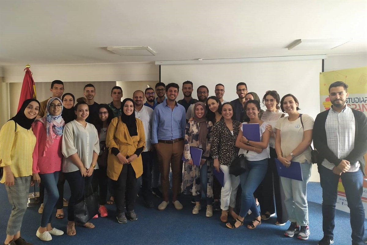 Moroccan students at an IOM pre-departure orientation session in Rabat prior to leaving for Spain and the outbreak of COVID-19. Photo: IOM