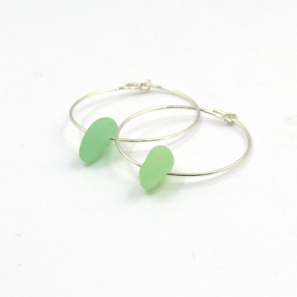 Seaham Ultraviolet Sea Glass and Sterling Silver Hoop Earrings - Hoops available in 4 sizes - The Strandline etsy.com/thestrandline/… #shopindie #womaninbiz #supportsmallbusiness #EarlyBiz #seaglassnecklace #Northumberland #thestrandline #SeaGlassHoops