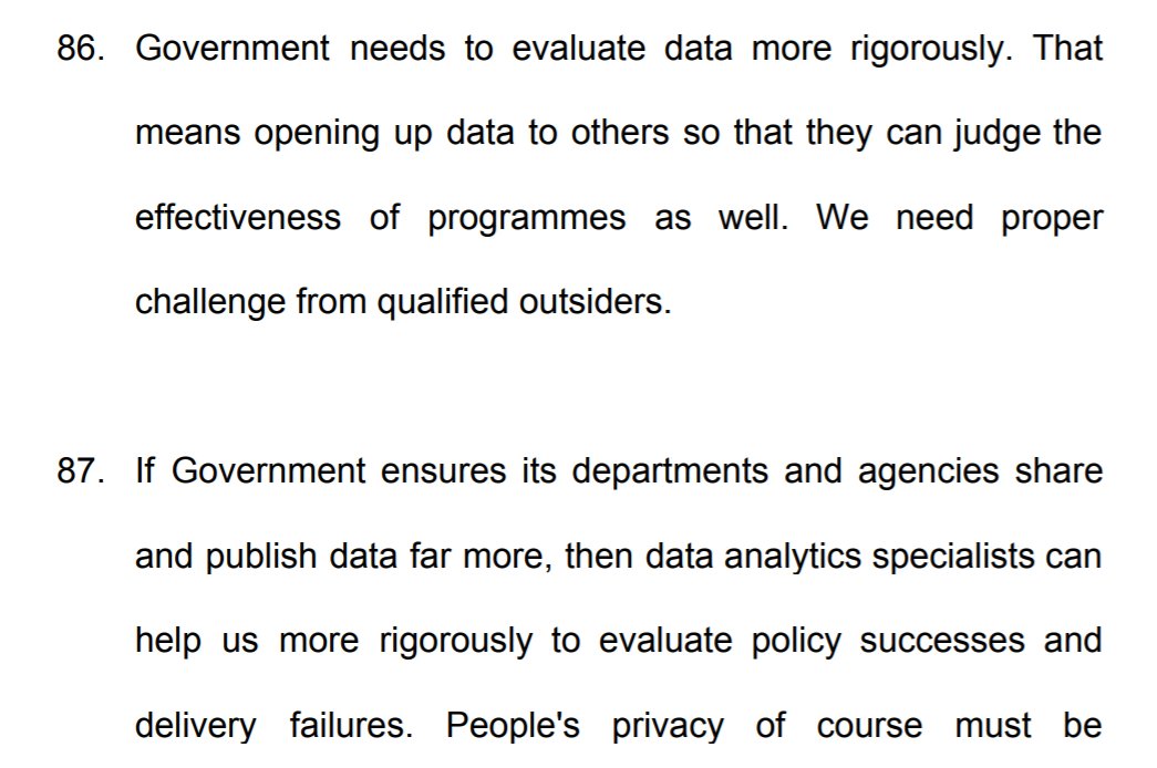 Mr Gove calls for more rigorous data evaluation, while - as  @anandMenon1 points out - ignoring all the data that the version of  #Brexit that the revolution has hitched itself to is not data-based. And will make everyone poorer /8