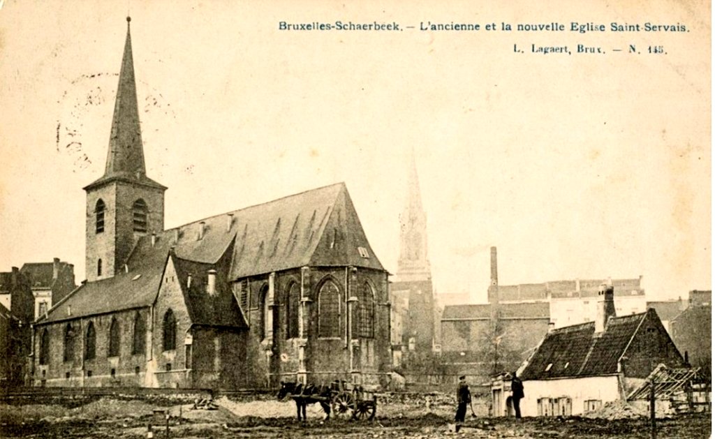 The new church of St Servais on chaussée de Haecht coexisted for about 30 years with its medieval predecessor, deconsecrated in the 1860s and then used as a drawing school. Artists and Catholics fought to preserve it but it was demolished in 1905.