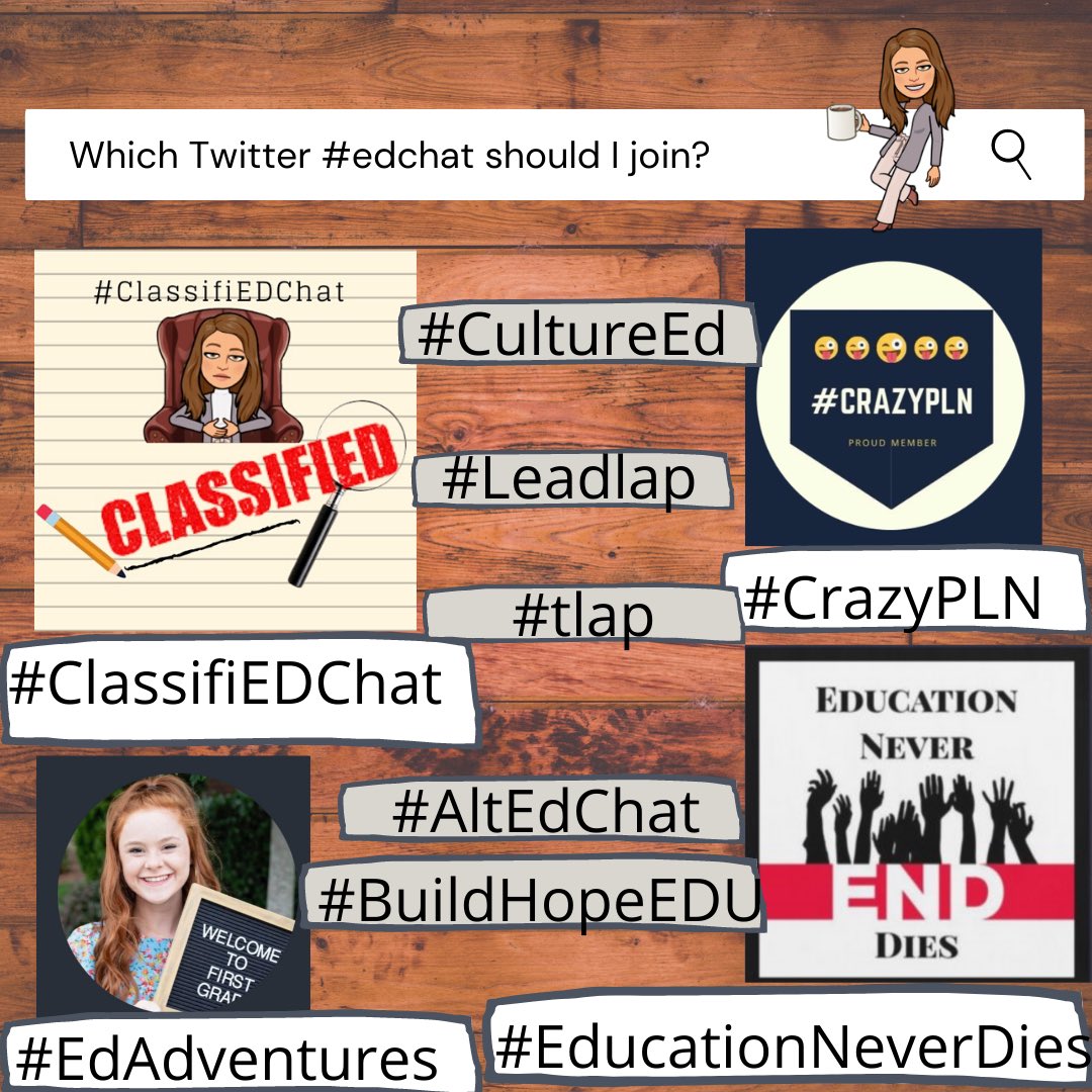 I highly recommend these #twitterchats ! #edchat 

If you haven’t joined these #plns join NOW! 

@ClassifiEDChat #ClassifiEDChat @CrazyPln #CrazyPLN @teachingradeone #Edadventures @EduNeverDies #EducationNeverDies #CultureEd #AltEdChat #tlap #Leadlap #BuildHopeEDU