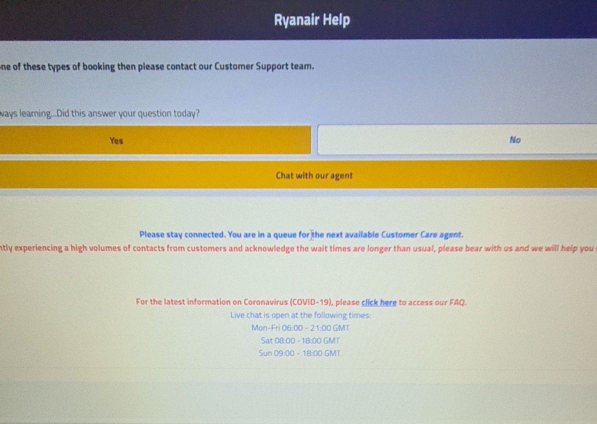HelsOverend's tweet photo. @Ryanair I've been trying to chat online to customer services for days, today I have had this screen for 5 hours.....how can I get my question answered?? https://t.co/K2Hn00SyGB