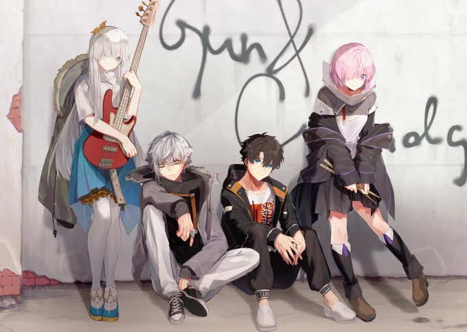 《Debut Album》
#FateGO 

Gun &amp; Cartridgeというバンドを組ませた。
◆ Cast ◆
藤丸立香 (Vo. &amp; Lead Gt.)
カドック・ゼムルプス (Vo. &amp; Rhythm Gt.)
アナスタシア・ニコラエヴナ・ロマノヴァ (Ba.)
マシュ・キリエライト (Dr.) 