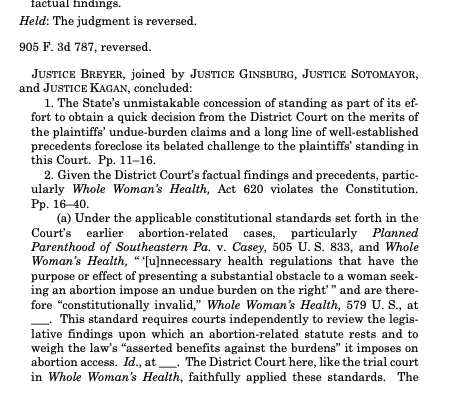ifwhenhow's tweet photo. We have an opinion in June Medical, written by Justice Breyer, striking down the Louisiana TRAP law as unconstitutional! #MyRightMyDecision https://t.co/v9k4YelM6s