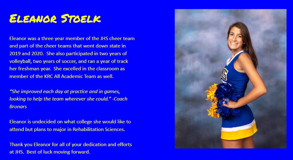 New week with some new opportunities and with that Eleanor Stoelk is our Skyhawk Spotlight for Monday.  Stay healthy and stay strong! <a href="/JohnsburgSD12/">Johnsburg School District 12</a>