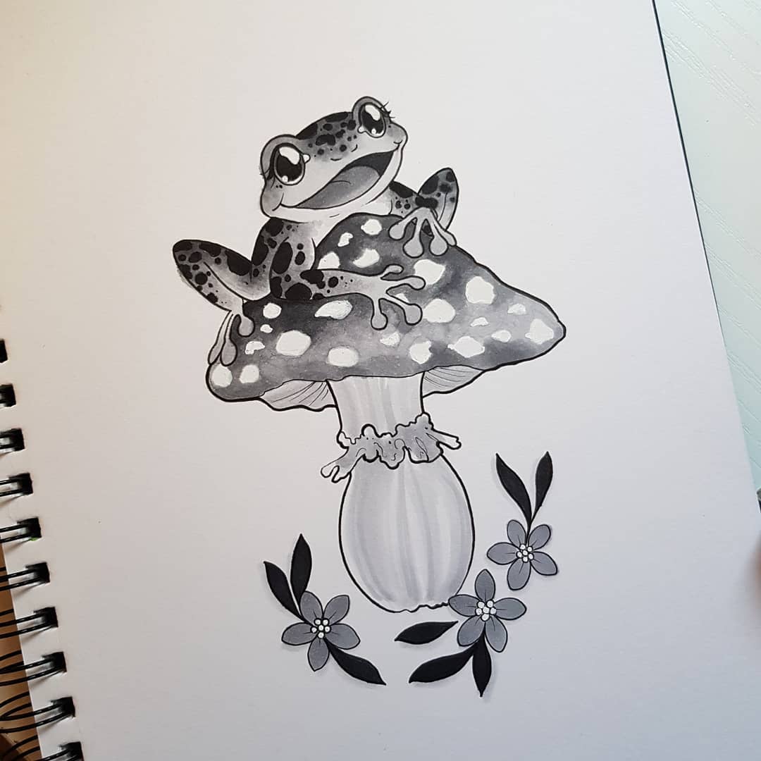Frog on a Mushroom  Tattoo Abyss Montreal