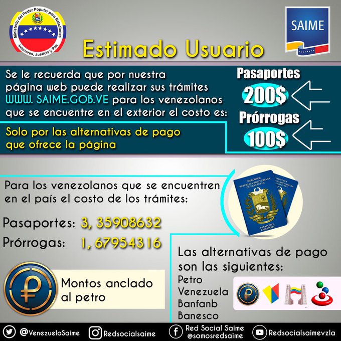 RodPonRu's tweet image. 100$ una renovación....
(esto es sacado del twitter del Saime)
Tremenda soberanía!