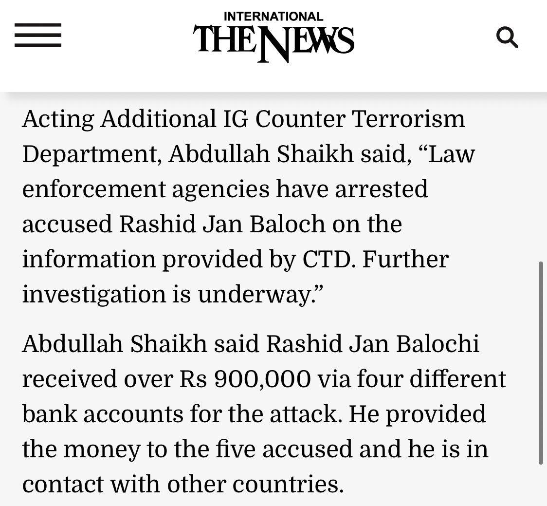 Rashid Hussain is the key suspect of  #BLA terrorist attack at Chinese consulate in Karachi.He was traced arriving in Karachi before attack, his bank acct was used to organize it, he was actually present near the consulate during attack & he escaped to Sharjah right after./142