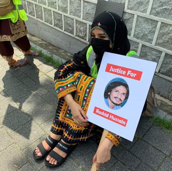 Right after the attack he was arrested by UAE’s law enforcement agencies &  #BLA’s terrorist network has been campaigning for his release ever since, posing him as an innocent refugee.Ever Karima Baloch organied protest for Rashid Hussain’s release in Geneva Switzerland./143