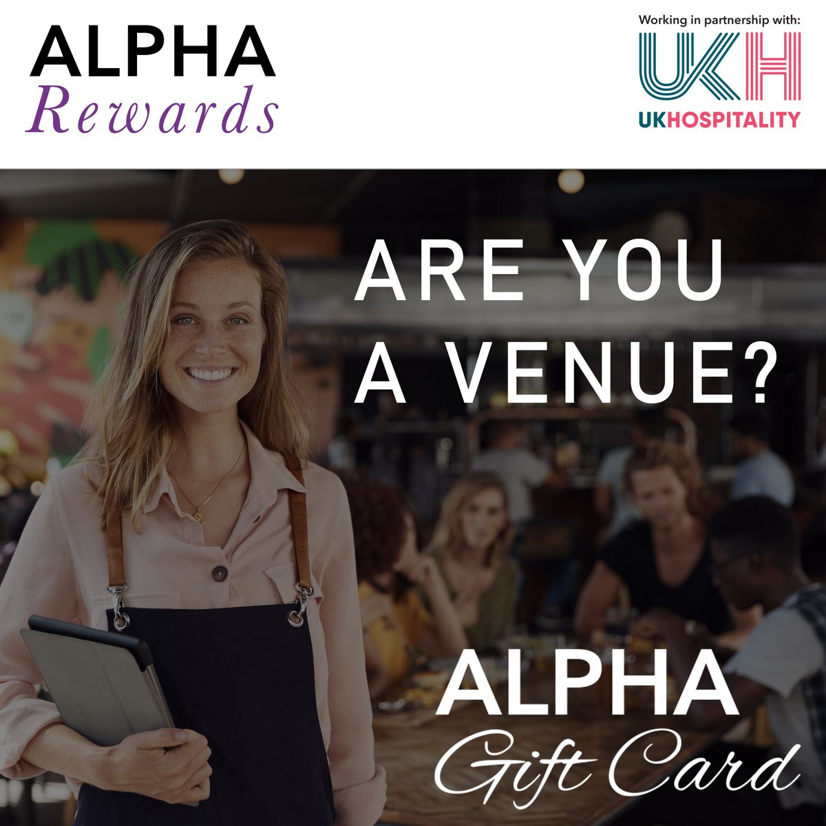 Alpha__Rewards's tweet image. As the country starts to re-open the hospitality sector on the 4th July we are pleased to have partnered with @UKHofficial to offer all UK restaurants, bars, pubs, attractions and other hospitality venues access to our Alpha Gift Card scheme. bit.ly/2Nt9EKH