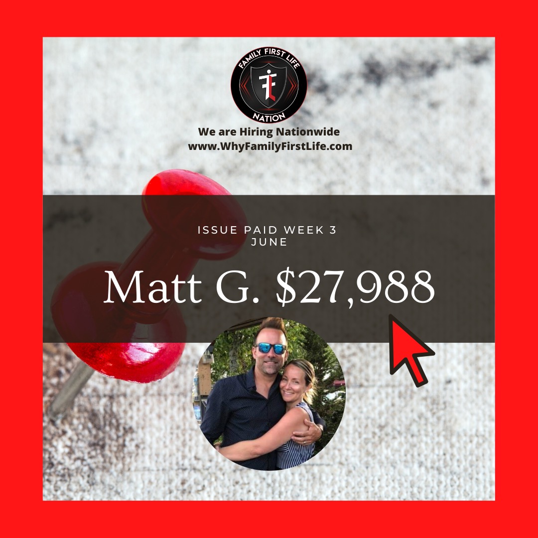 $27,988 in just 3 Weeks! Great work Matt! 
.
.
for More info: WhyFamilyFirstLife.com
.
.
#Ffl #familyfirstlife #businessinsurance #lifeinsurance #lifeinsuranceagent #insurance #insurancebroker #insurancetraining #businesspartners