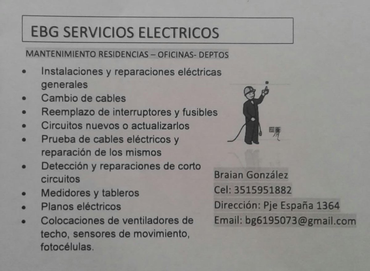CamilaSolM's tweet photo. Electricista. Muy recomendable! Y re accesible en precios @VivireNuevaCba https://t.co/P5ScaOHtEx