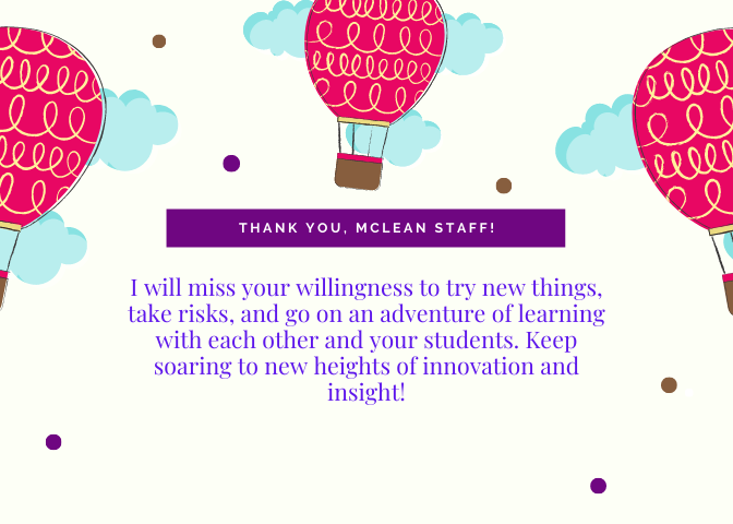 MrsLanghorne's tweet photo. Thank you @mcleanhigh for two inspiring, growth-filled, and adventurous years! While I am so excited to begin my new role as Ed Specialist for Instructional Technology and support and learn from #FCPSsbts, I will miss you all so much! #leapoflearning #McLeanLearnsAtHome @fcpsr2 https://t.co/71QJY7oGMM