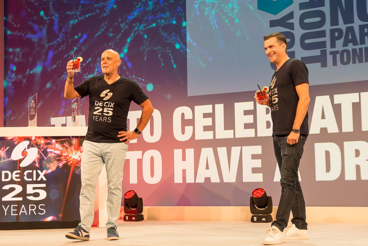 DECIX's tweet photo. Many thanks to all participants who celebrated 25 years of #interconnection with us last week. 👉 WITHOUT YOU it all would not have been possible! #DECIX25 #peeringfamily https://t.co/rymsLZYam0
