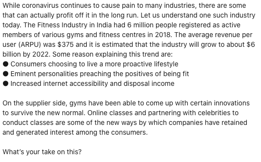 peaknorthgroup's tweet photo. Health and wellness sector is seeing a big upside due to current crisis, but it's also favoring those who are ready to adapt and innovate. #intellactiv @arujsingla  @CultFit @GoldsGym @FitspirationaI @FitnessFirstAU @AnytimeFitness @onepeloton @Orangefitnl #health #HealthTech https://t.co/4uLBm5L72c
