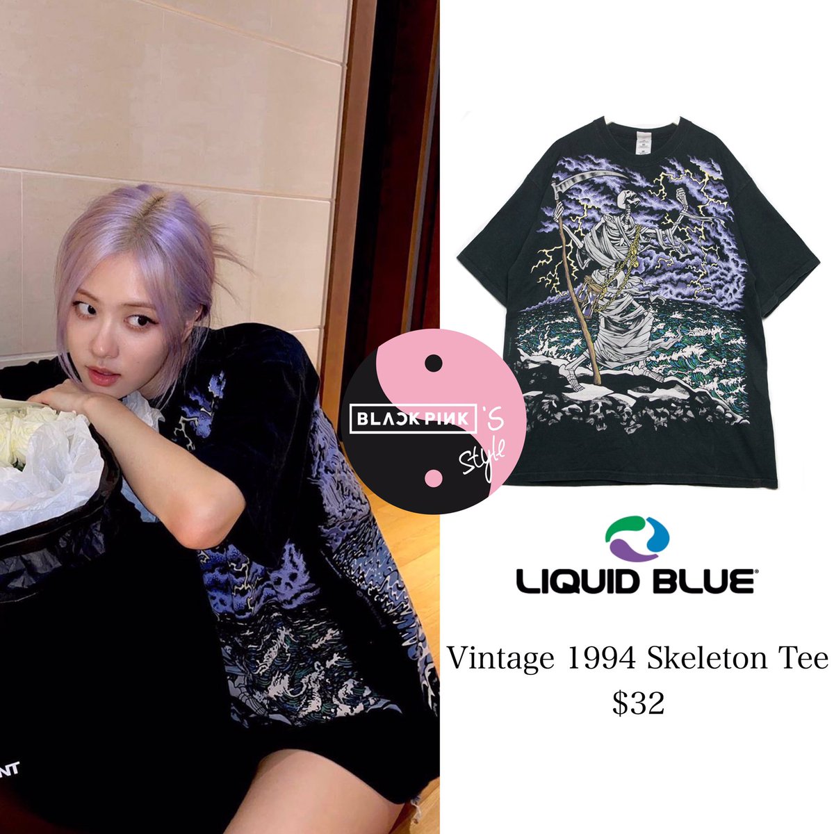 liquid blue vintage 1994 skeleton tee