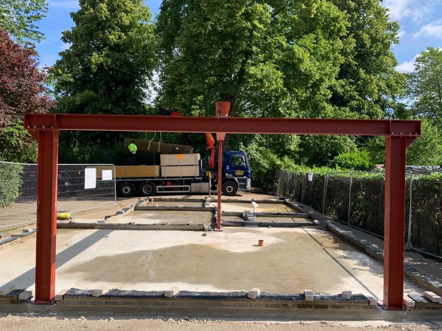 ParkgateBuilds's tweet photo. When the weather was still beautiful! One of our jobs at #ForestRow foundations complete, steel fitted and timber delivery for timber frame. Great teamwork with @Kenwardgw https://t.co/kzugugnihE