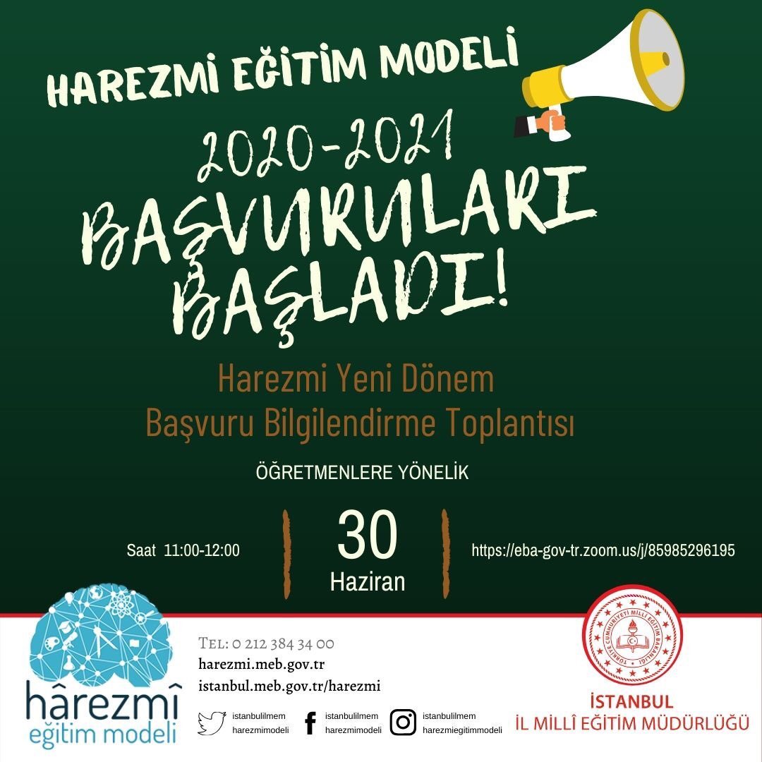 HarezmiMvk's tweet photo. 2020-2021 eğitim öğretim yılı Harezmi Eğitim Modeli  başvuruları başladı 📣 @harezmimodeli #harezmimodeli https://t.co/6iEH1Q0Ph8
