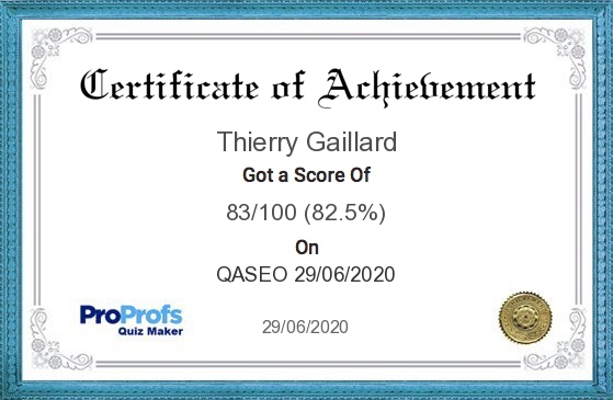 gathea69's tweet photo. Petite minute d'autopromotion 😜 Je viens de réussir la certification #qaseo de  @seocamp. Cela ne fait pas de moi le meilleur référenceur de France mais j'apprécie cette forme de reconnaissance pour mes connaissances. En route pour le #ceseo... https://t.co/3cgUzbVsRL