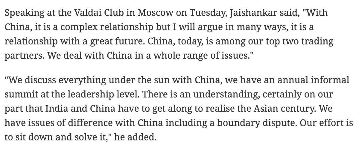 Next week was interesting. S Jaishankar was in Moscow; he sounded optimistic on ties with China. Amb. Misri told Chinese journalists in 370’s context that “there was no implication for either the external boundaries of India or the LAC.”  https://mailchi.mp/fa2b15e39b6c/eye-on-china-xis-economic-vision-ai-social-credit-pharma-opportunity-beijings-hk-stance-misris-take-trade-war-flip-flops?e=[UNIQID]