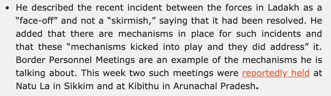 The 2017 incident at Pangong Tso was described as follows (image attached) by the Indian Express. Foreign Minister Jaishankar called the Aug. 2019 incident a “face-off” that was resolved and not a “skirmish.”  https://mailchi.mp/34c43a2aa409/eye-on-china-wuhan-20-indian-wargames-economic-worries-li-in-russia-laws-drone-sales-us-bills-on-hk-tibet?e=[UNIQID]