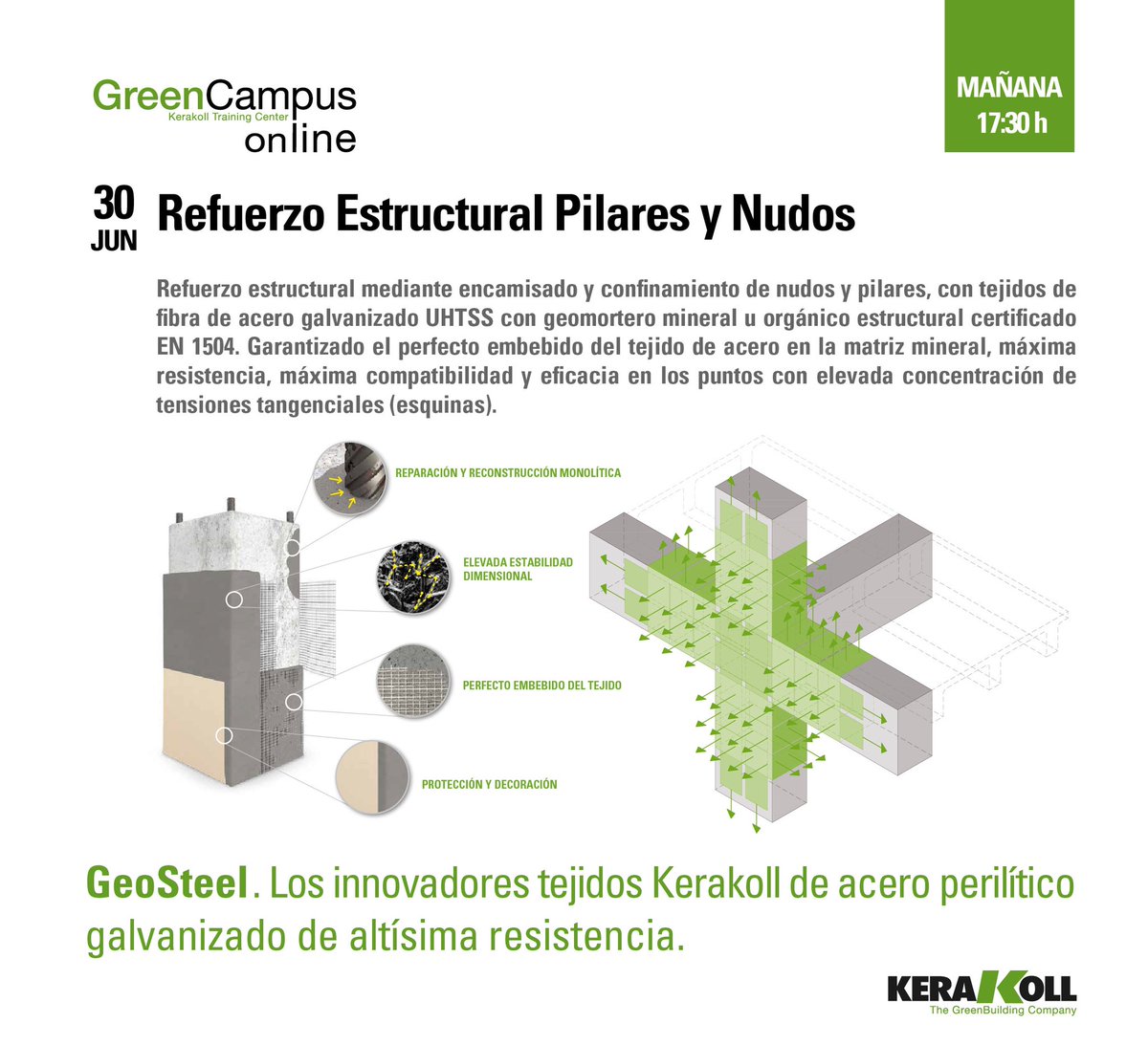 Continuamos con las formaciones de "Refuerzo Estructural", mañana nos hablarán de:

"Refuerzo estructural, pilares y nudos"

INSCRIBITE en: lnkd.in/e2X38GW

*Formación Online gratuita

#greenbuilding #formaciononline #refuerzoestructural #kerakollgroup