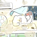 信玄餅を食べるのがへたくそな猫ちゃん!扇風機の近くで食べるた結果