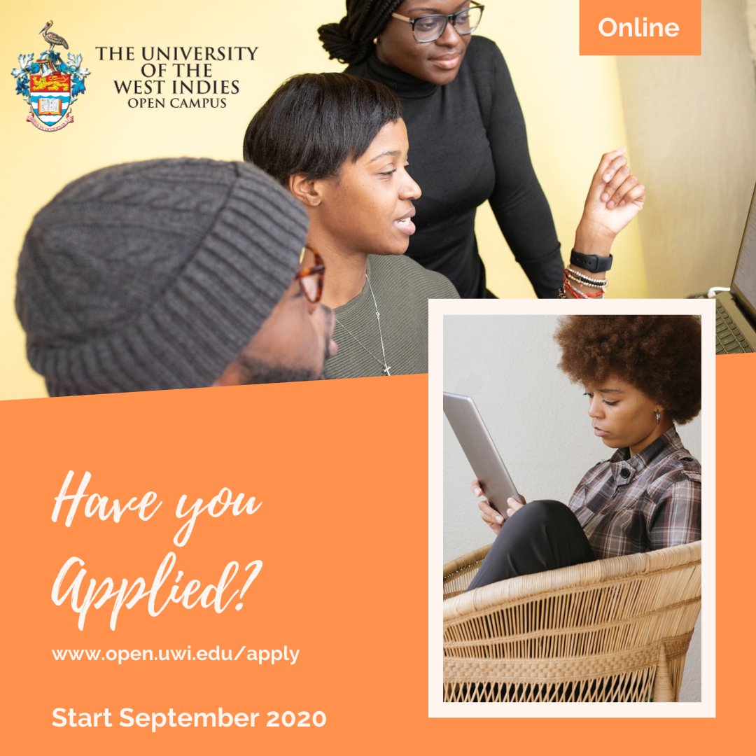 We have extended our application deadline. Undergraduate Programmes July 24, 2020 and Postgraduate Programmes July 7, 2020. It's not too late  view available programmes at open.uwi.edu/programmes and apply now at open.uwi.edu/apply