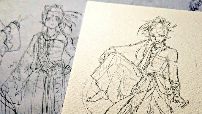 君の服どんなだっけ?と以前のラフを引っ張りだした。 