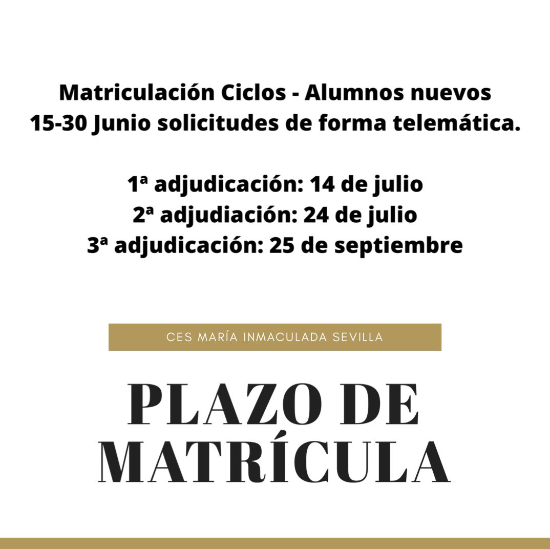 Plazos de solicitud y matrícula de alumnos de ciclos formativos #citaPrevia #formateconnosotros #teesperamos