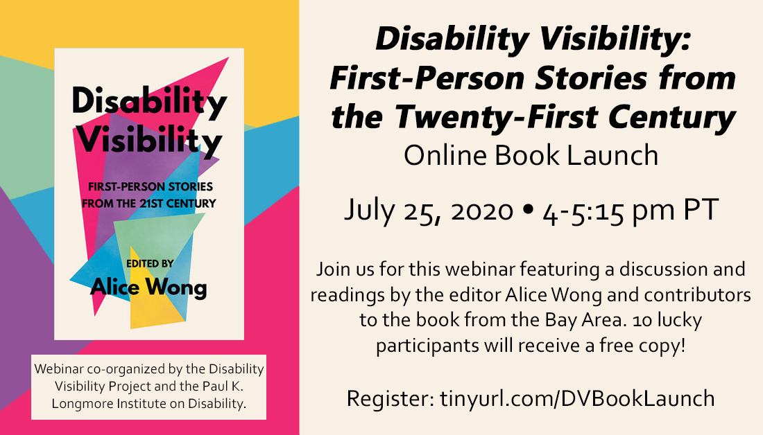 7/25, 4 pm Pacific

#DisabilityVisibility Online Book Event 

Moderated by @YomiWrong with <a href="/HabenGirma/">Haben Girma👩🏿‍🦯</a>, @ariel_henley9, <a href="/kut2smooth/">Lateef McLeod</a>, <a href="/sesmith/">s.e. smith isn't here</a> &amp; Patty Berne of <a href="/sinsinvalid/">Sins Invalid</a> 

ASL &amp; captioning provided

Organized by <a href="/DisVisibility/">Alice Wong</a> &amp; <a href="/LongmoreInst/">Longmore Institute on Disability</a> 

disabilityvisibilityproject.com/2020/06/21/7-2…
