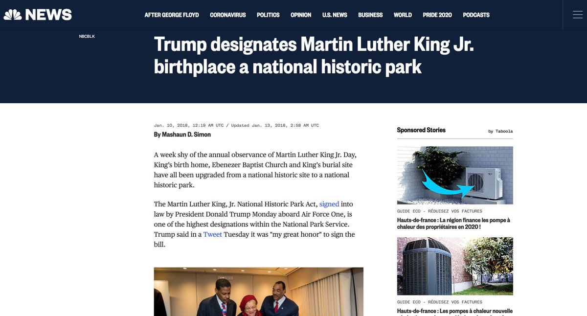 What has President Trump done to honor and elevate black people? He designated the birthplace of Martin Luther King Jr. a national historic park! -VJ