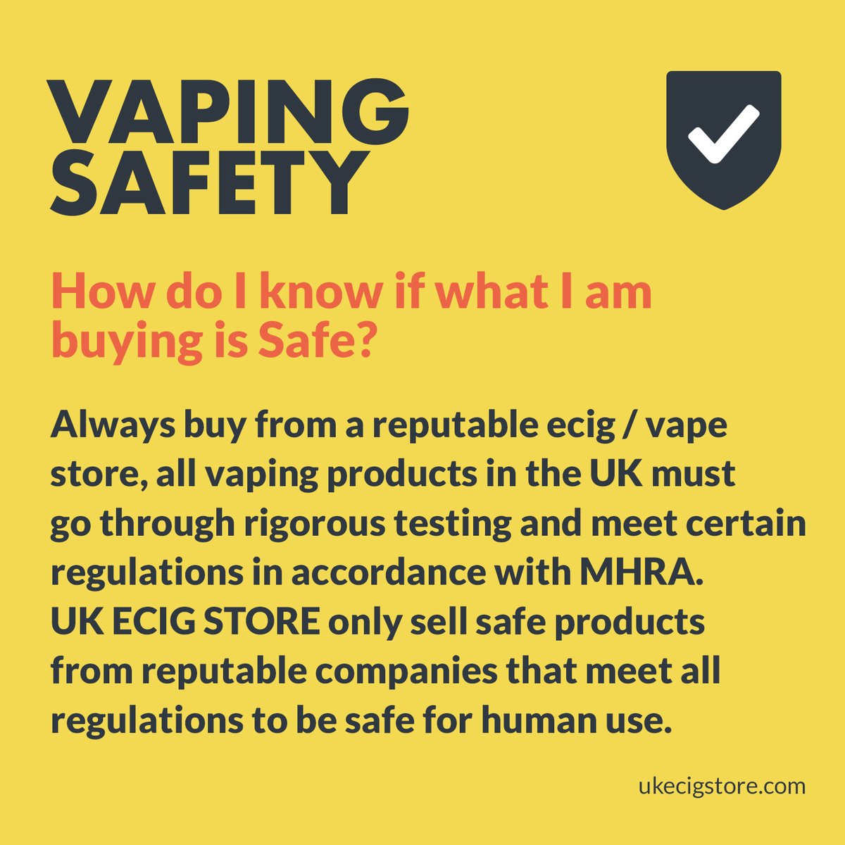 UKECIGSTORE's tweet photo. We make sure that all of our products are registered with the relevant bodies and comply with all UK e-cigarette and general product safety laws. 

#vapesafety #vapingsafety #besmart #besafe #battery #vapingdaily #vapenation #vapersworldwide #newvapers #vapesmart #vapesociety https://t.co/ZmuH2uqKc9