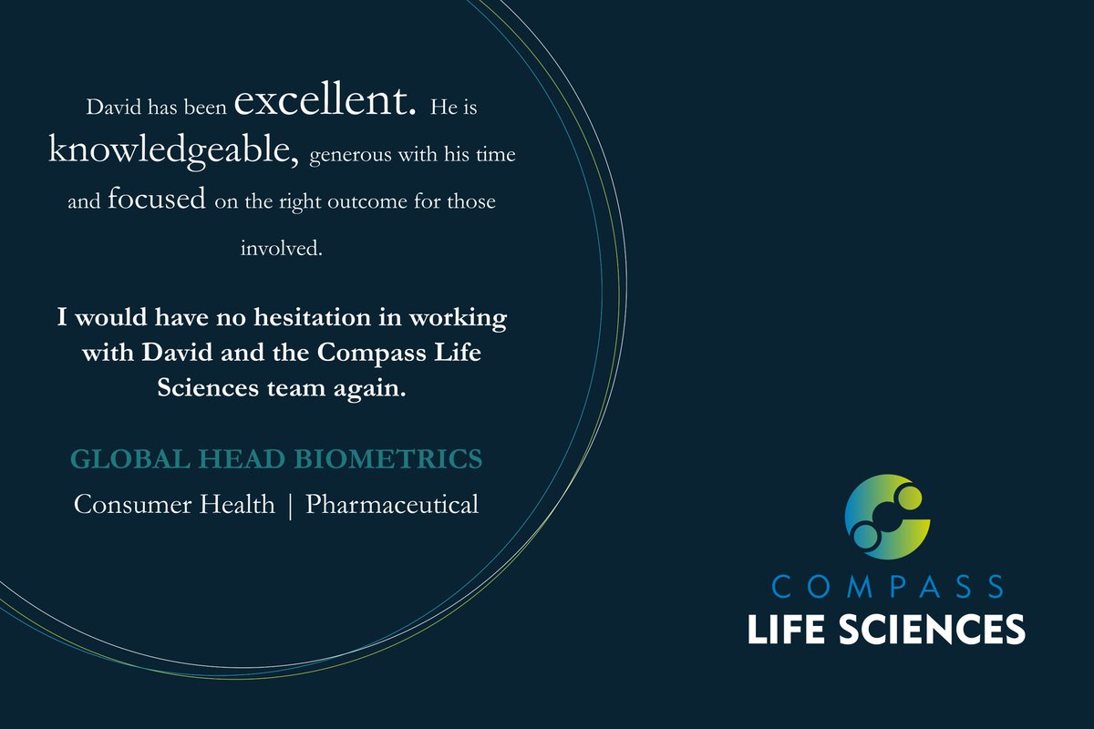 Congratulations to Head of Compass Life Sciences, David Jolley for this excellent candidate testimonial!

#bioinformatics #globalhead #consumerhealth #pharmaceutical #candidatefeedback #testimonials