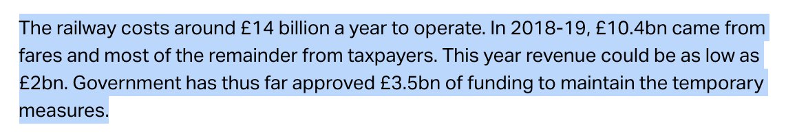The key bit, if you're not up on railway structure or finances, is the bit quoted below.And the issue is that contrary to the stuff Nationalistas spout, railway operators don't actually make a lot of money. The margins are pretty thin.