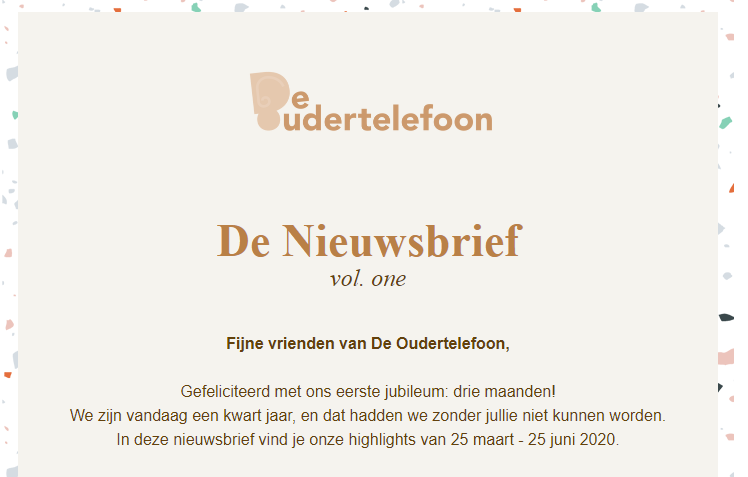 oudertelefoon's tweet photo. De eerste nieuwsbrief met highlights van de eerste 3 maanden van De Oudertelefoon is uit. Ook de nieuwsbrief ontvangen? Op de website kan je je inschrijven: https://t.co/c2rQpxvk2v https://t.co/12ViBmppcU