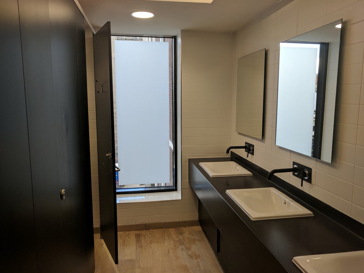 Matte white #window film installed to the #glazing in some toilets to provide #privacy, whilst allowing natural light into the room.

See our range here - arcwindowfilms.com/window-film/pr…

#windowfilm #privacyfilm #mattewhite #privacywindowfilm #windows