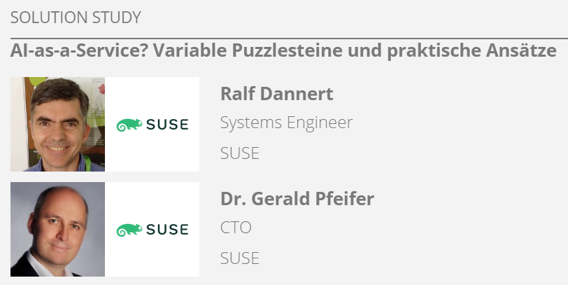 SUSE_DACH's tweet photo. .@SUSE ist Partner bei der #XaaSEvolution. Verpassen Sie morgen nicht den Vortrag von Gerald Pfeifer und Ralf Dannert um 11.45 Uhr "AI-as-a-Service? Variable Puzzlesteine und praktische Ansätze". Jetzt noch schnell anmelden!
https://t.co/1nY6Cko5Xt
#SUSE @GeraldPfeifer https://t.co/raENZg7Abh