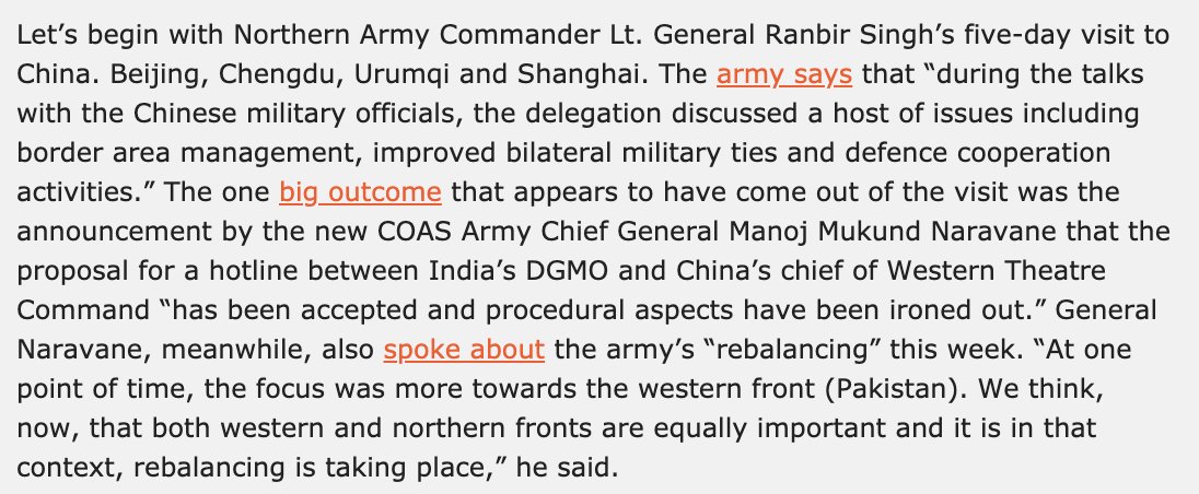 Just before Wuhan went into lockdown, and things changed. Here's my newsletter on January 19. Some really interesting developments to note as outcomes of Lt. Gen. Ranbir Singh's visit.First, movement on a new India-CN hotline & COAS on rebalancing https://mailchi.mp/ec598f930004/eye-on-china-hotline-kashmir-growth-birth-rates-myanmar-visit-wang-in-africa-eu-bri-asean-on-china-ccdi-plenary-wuhan-virus?e=[UNIQID]