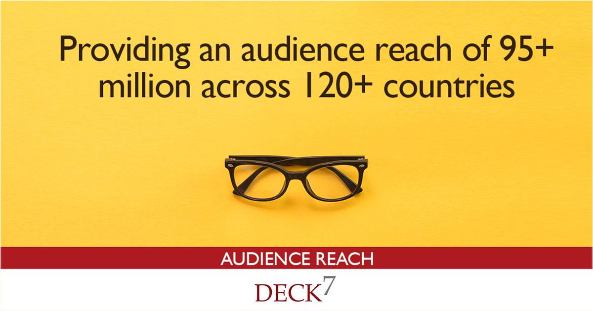 Ready to meet your audience and create the right #demand? Tap into different target markets in specific geos using Deck 7's wide audience reach of 95+ million in 120+ countries.

#demandgeneration #b2bmarketing #marketingstrategy #deck7

bit.ly/demand-generat…
