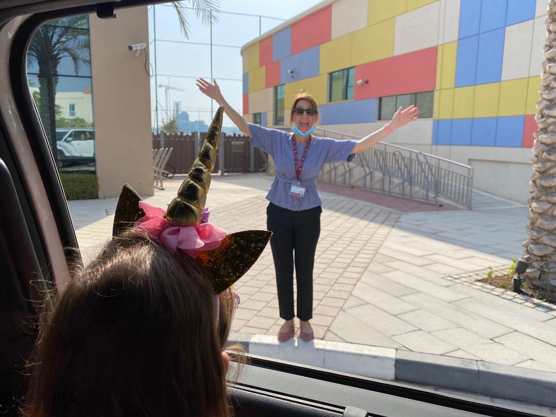 It was so wonderful to welcome the FS 2 children to school today for the Drive Bye Byes. All unicorns welcome! #InThisTogetherDubai