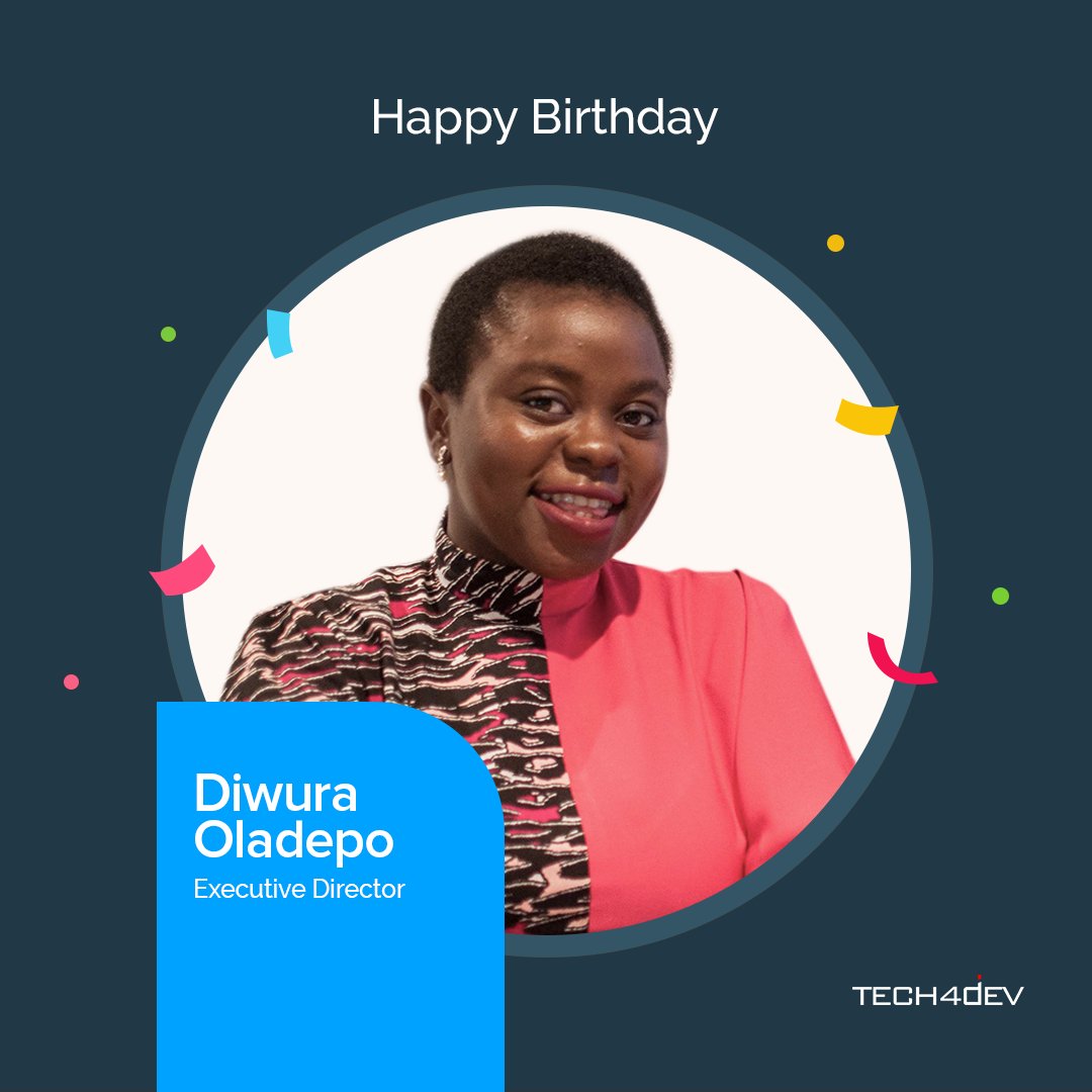 Tech4DevHQ's tweet photo. It's our Executive Director's birthday today and we can't keep still! 💃🏽💃🏽⁣
Happy birthday @innoberyl 🎉🎉 Thank you for your insightful leadership and all you do for Tech4Dev.⁣
We wish you joy, laughter, good health and sound mind. ⁣
Love and appreciate you, always. 💜 https://t.co/o1j2kLDRuV