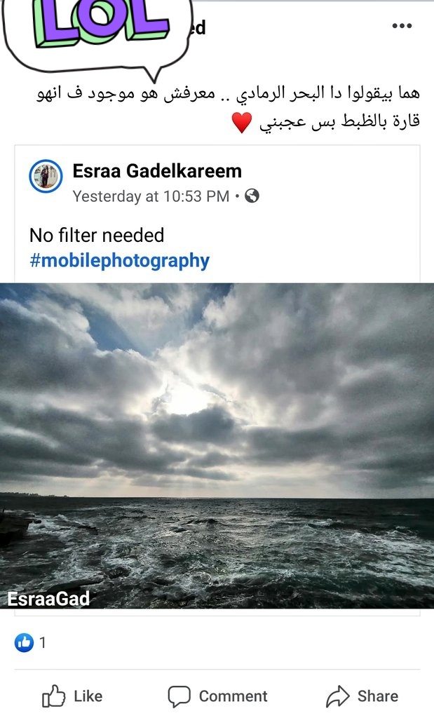 EsraaGad's tweet photo. حد عمل شير لصورة من تصويري، حد دخل عنده بيسأل هل ده البحر الاسود إلي بيقولوا عليه؟ دخلت قلتله لا الرمادي
قالي ماكنتش أعرف عشان مش عارف جغرافيا فأنا ضحكت على أساس إنه موقف من اوله لأخره كوميدي😂
النتيجة: https://t.co/O9dTIhs4Za