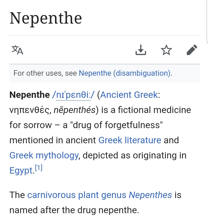 めーてつ グーグル翻訳などを使い 読み方は2つまで絞りました 一つはニパンセツ もう一つはネペンテス 恐らく後者のネペンテスが意味が通るので読み方は正しいと思われます ネペンテスは古代ギリシャ神話に出てくる忘れ薬です そして ウツボカズラの