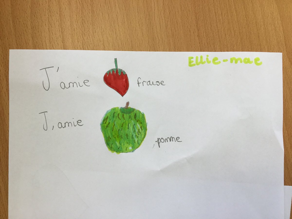 SouthfieldsY5's tweet photo. The KW group have responded to #frenchwithmrinnes fruit challenge! Here’s the first four .... 🍇🇫🇷 https://t.co/jJ68KybD0N