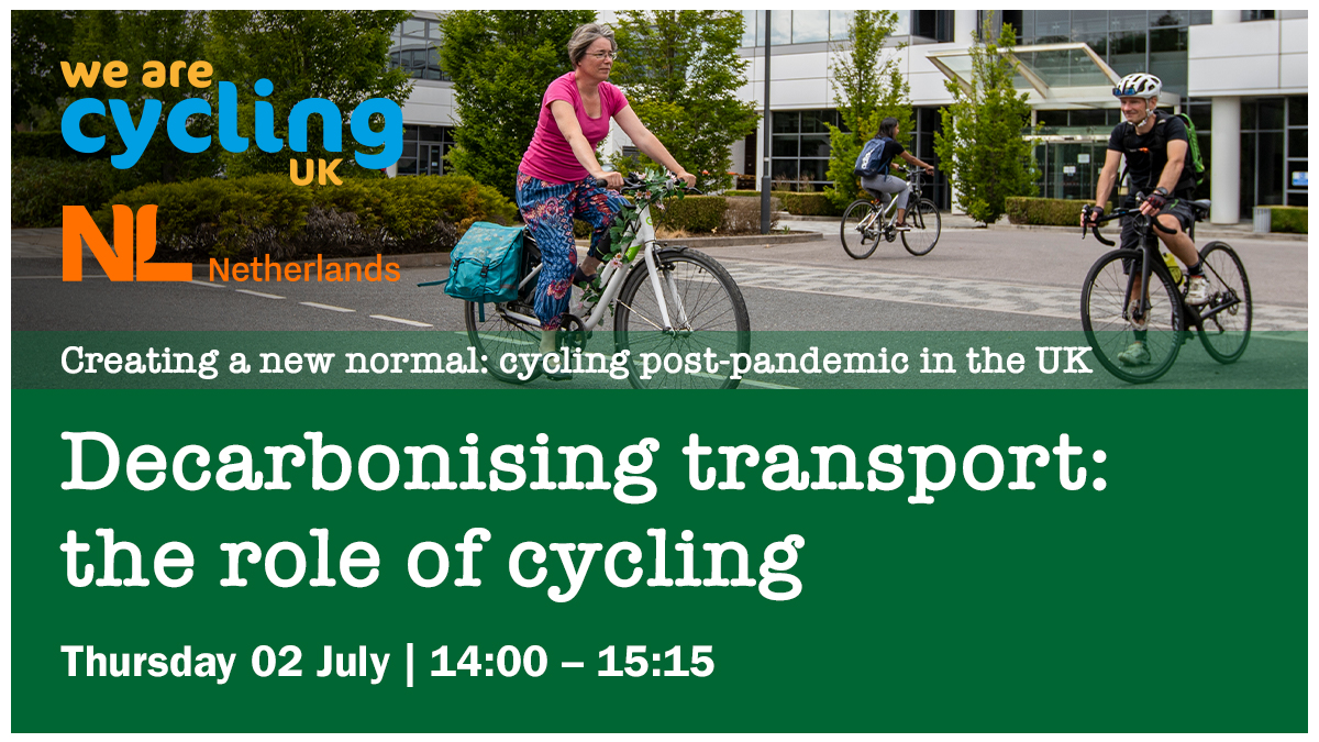 Cycling is part of the solution to many societal &amp; environmental challenges. Join our webinar to explore how cycling infrastructure combined with measures to reduce emissions, can provide an effective transport solution in our towns/cities.

Register here: bit.ly/2Zq3uki