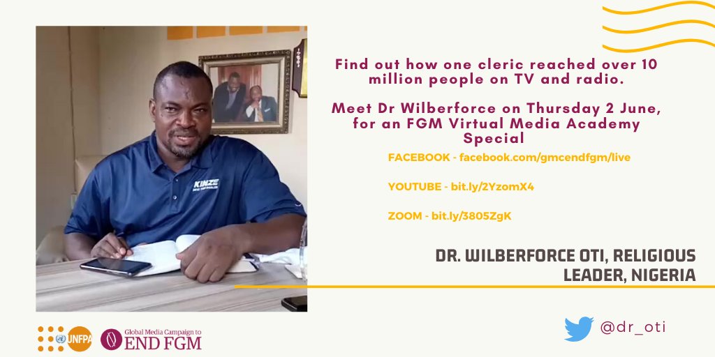 frontlineendfgm's tweet image. Meet @dr_oti one of the religious leaders sharing his experience and tips this Thursday here ⬇️

Facebook*  facebook.com/gmcendfgm/live
*YouTube* bit.ly/2YzomX4
*Zoom*  bit.ly/3805ZgK password: endfgm
#MondayMotivation #EndFGM @GPtoEndFGM