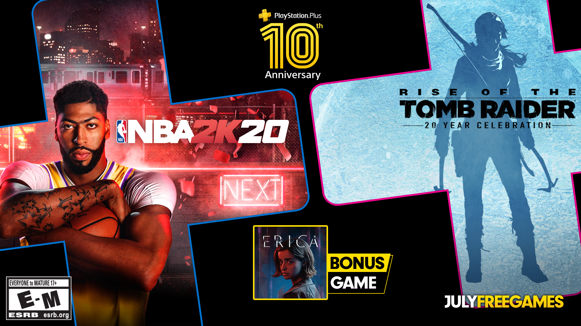 PlayStation on Twitter: "As PS Plus reaches its tenth anniversary, your games for July are revealed: NBA 2K20, Rise of the Tomb Raider and Erica: https://t.co/B5p4fmWgqp https://t.co/JoEaQSQn0V" / Twitter